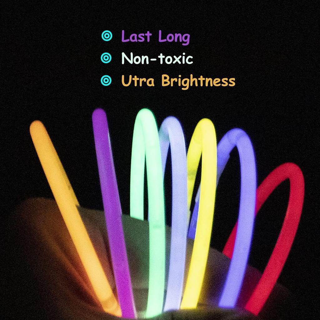 Glow Sticks 100pcs 8" with Connectors - Glow Bracelets, Necklaces for Kids, Adults Party, Festival, Halloween, Wedding, Christmas