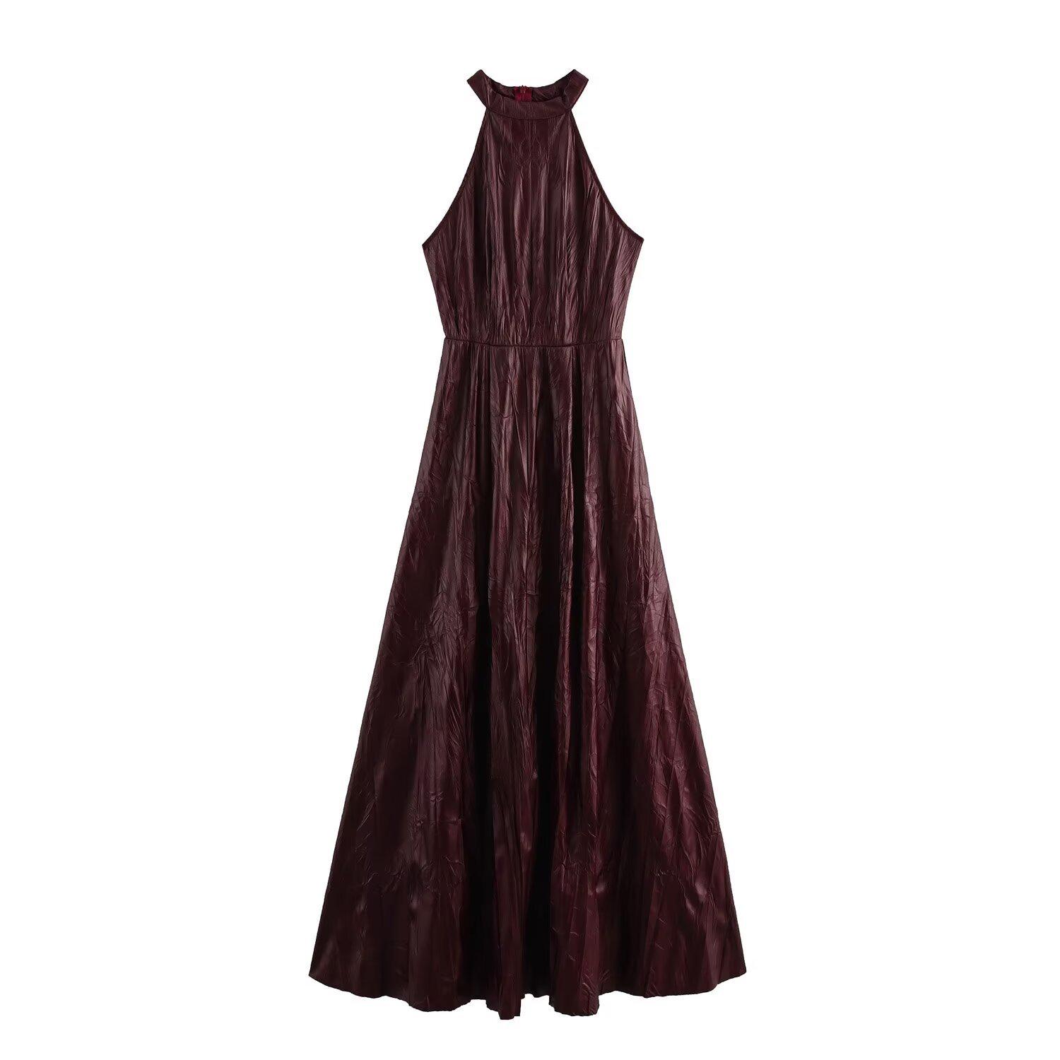 

2024 Зимнее женское элегантное платье-халтер европейского и американского стиля, облегающее талию Extra Small