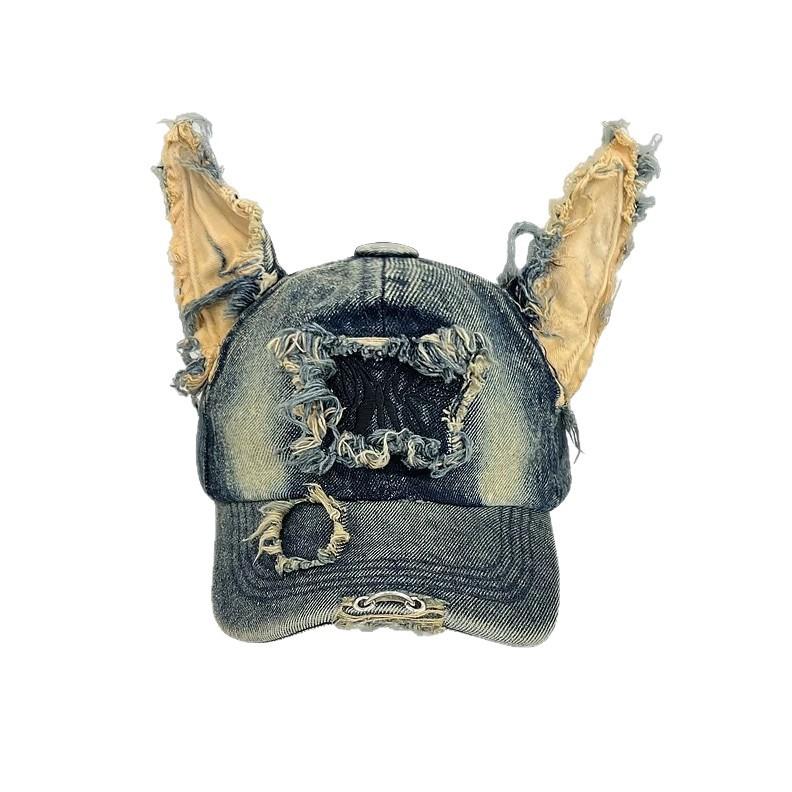 New Designer y2k wasteland style personalized cowboy perforated baseball cap women's three-dimensional ears street duckbill cap