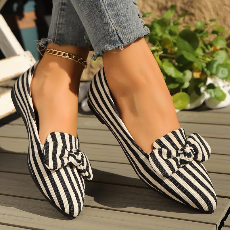 Fashion 2025 Ladies Shoes Shallow Women's Flats Fashion Butterfly-knot Casual Best Seller New Color Matching Plus Size Flat Low Heels
