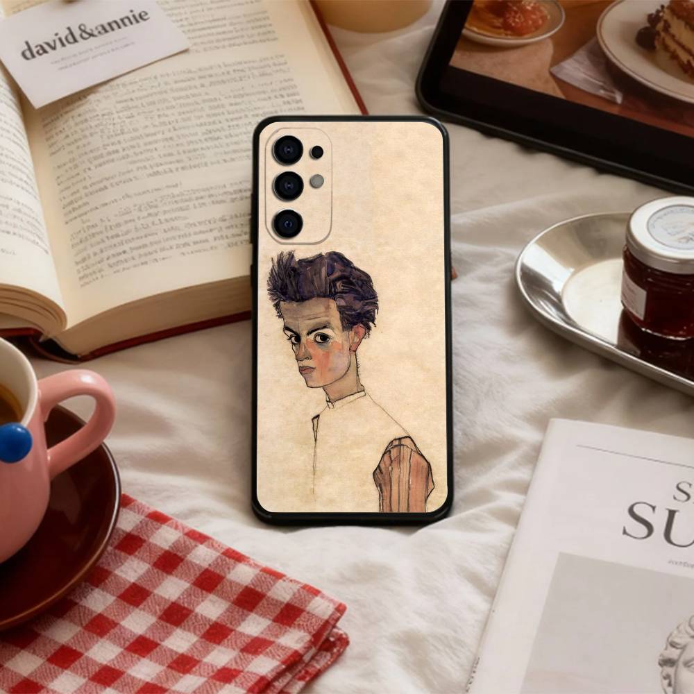 painter E-Egon S-Schiele Phone Case For Samsung S 25,24,23,22,30,21,10,9,Ultra,Plus,Lite,FE,4,5 G Soft Black Case