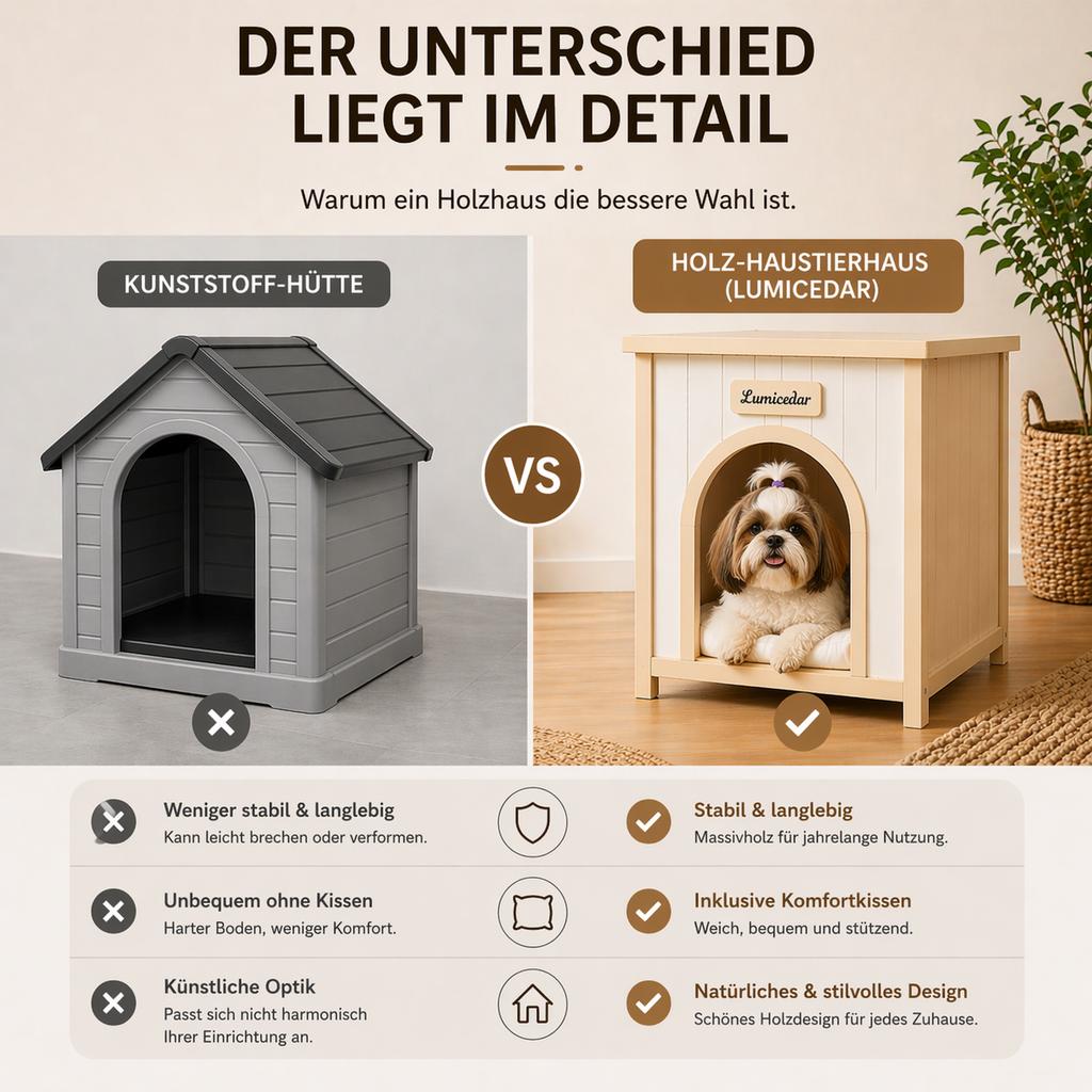 Wooden Dog Crate Side Table – FSC® Solid Wood Indoor Pet House Furniture for Small Dogs & Cats, Scandinavian Style End Table
