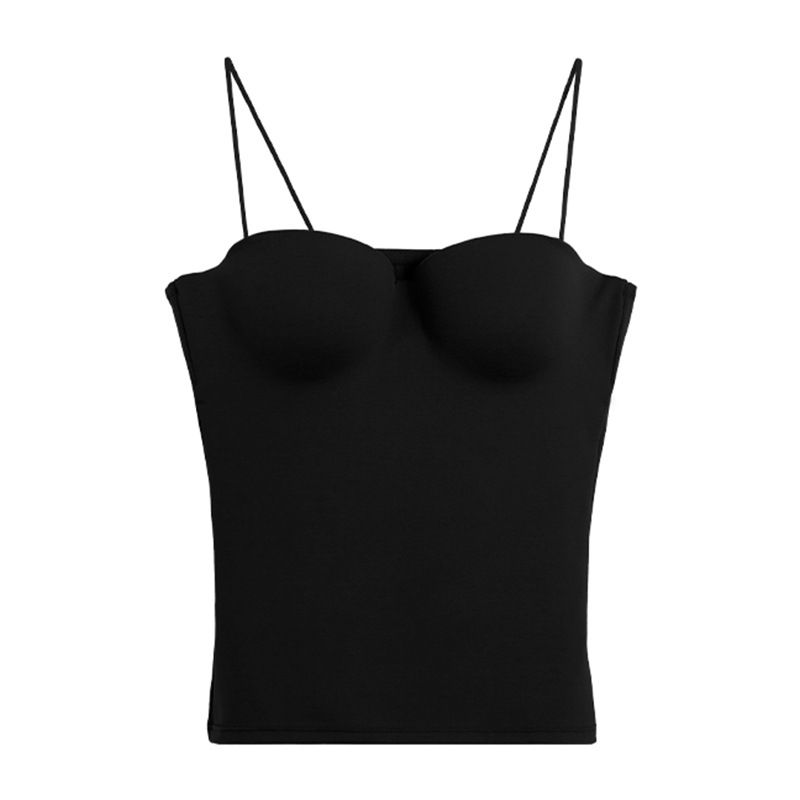 

Good FA 2025 Spring/Summer Chest Support Flat Peach Elegant Camisole Seamless Tube Top Vest 25291 Deep Black M