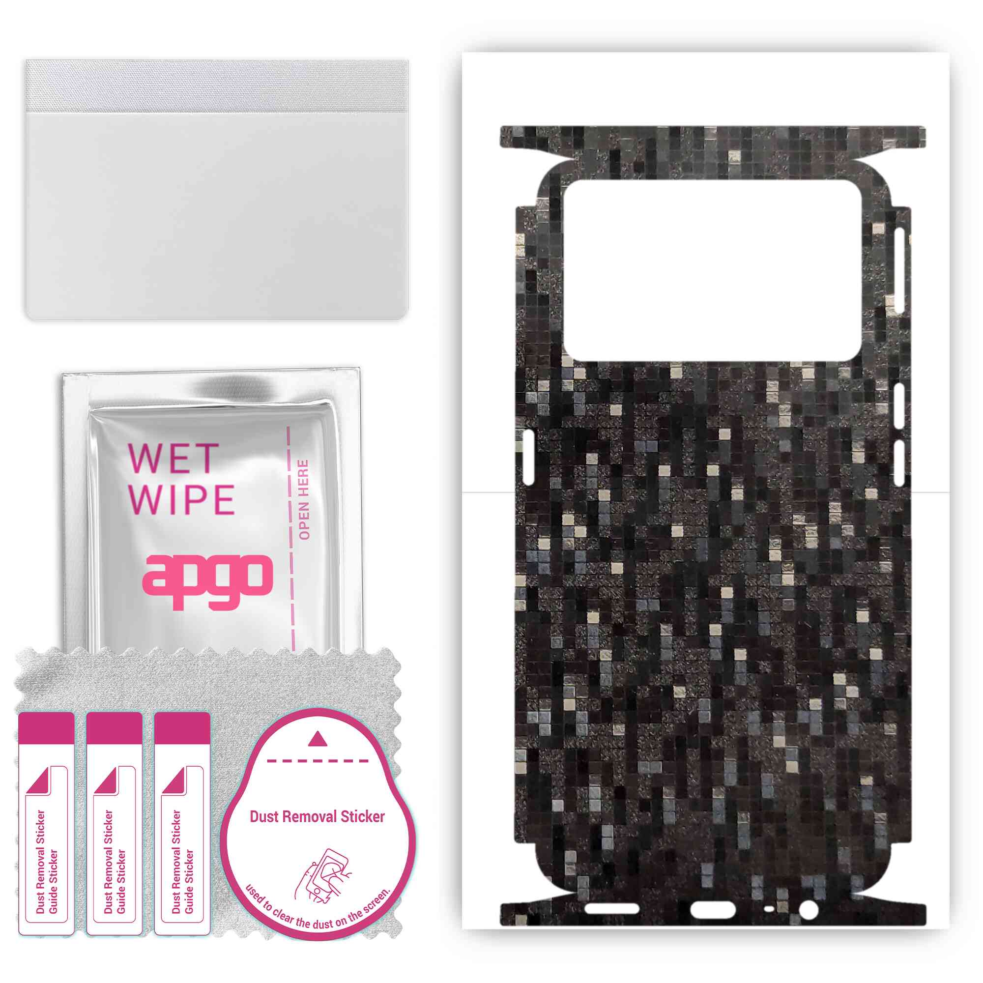

apgo Protective Skin Sticker for the back+sides compatible with Oppo K9 Pro 5G, Full Wrap Film, Foil, Vinyl - Pattern Carbon Black Pixel