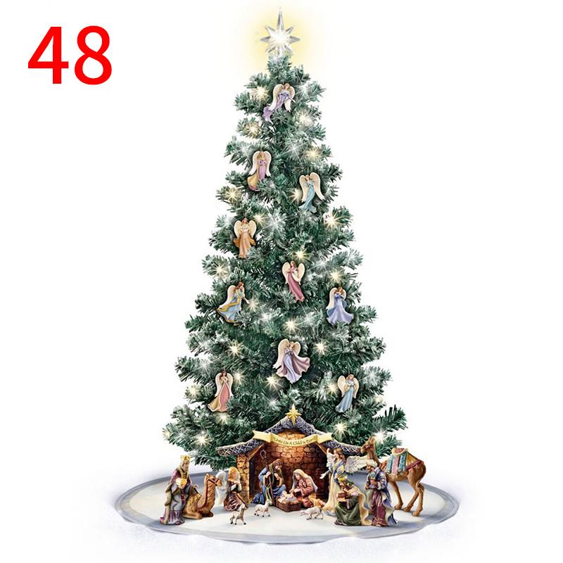 55Styles Home Decor Train Decor Rotating Sculpture Window Paste Stickers Christmas Tree