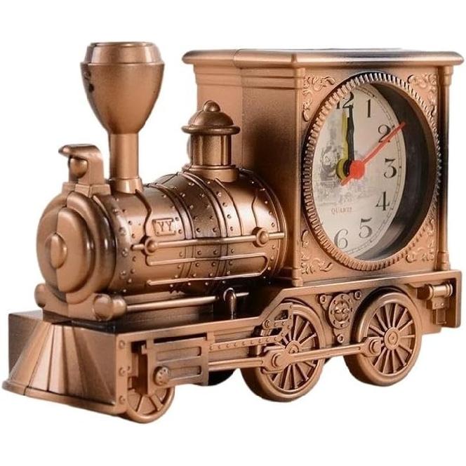 Alarm Clock Classical Retro Creative Model Trains Desktop Decoration Alarm Clock Student Bedside Alarm Clock Clocks for Bedside(C-01) C-01