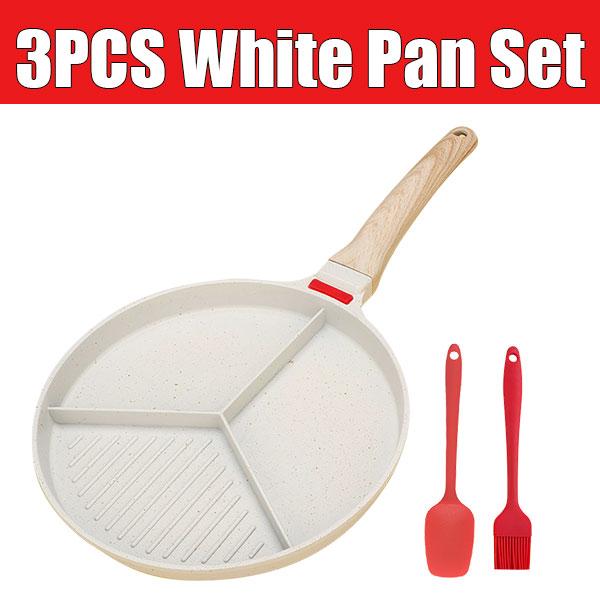 3-In-1 Divided Breakfast Omelette Frying Pan Non-stick Egg Pan Steak Grill Pan Ham Pancake Skillet Pan for Indoor Cooking Pan