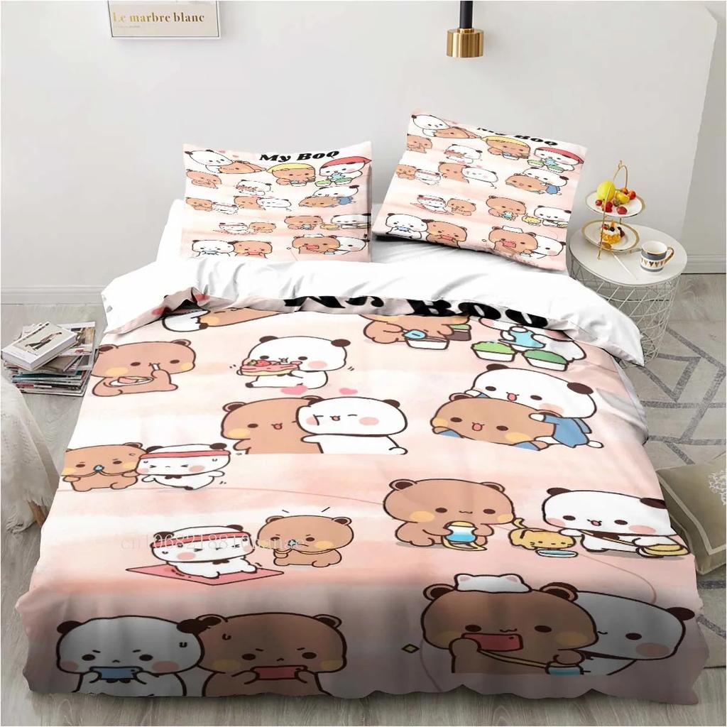 Cute Bubu and Dudu Cartoon Print All Season Twin Bedding Set  Comforter Set Bed Duvet Cover Double King Comforter Cover