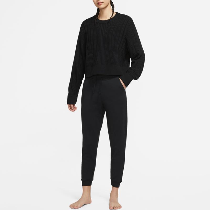 Nike Solid Color Drawstring Long Fitness Pants Women Bottoms Black DN0937-010