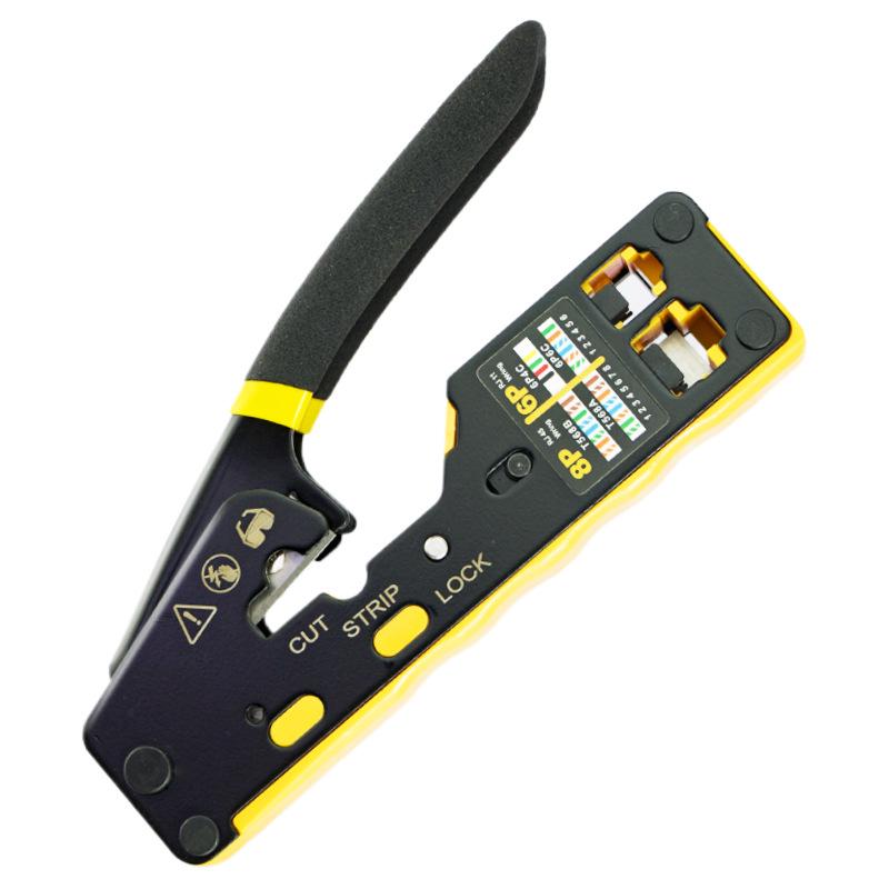 8P6P Dual-Use Network Cable Crimper for CAT.5e/CAT.6 Through-Hole