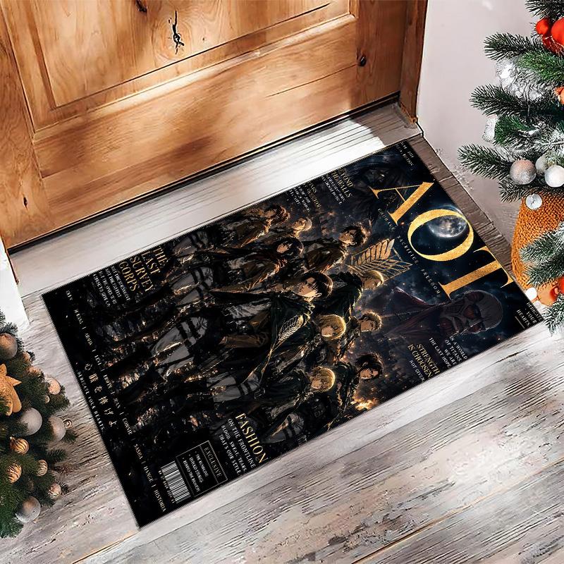 Attack on Titan Crystal Velvet Rug, Soft Anti‑Slip Crystal Velvet Carpet for Living Room Bedroom Home Decor