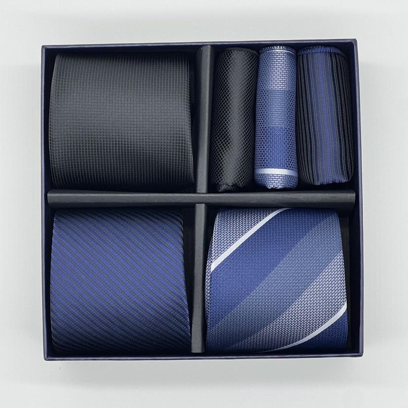 New Men'S Gift Box Set Tie Fashion Business Net Color Jacquard Tie Square Towel