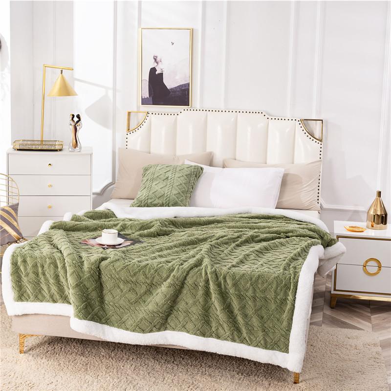 2026 New Fleece Plaid Blanket Thick Wool Blankets Duvet Cover Double Sided Sofa Bed Cover Soft Warm Winter Throw Bedspread Blanket Bedding