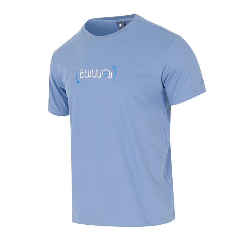 New Balance T Shirts Men s Blue Crew Neck Moderate NEF29221-LBL L