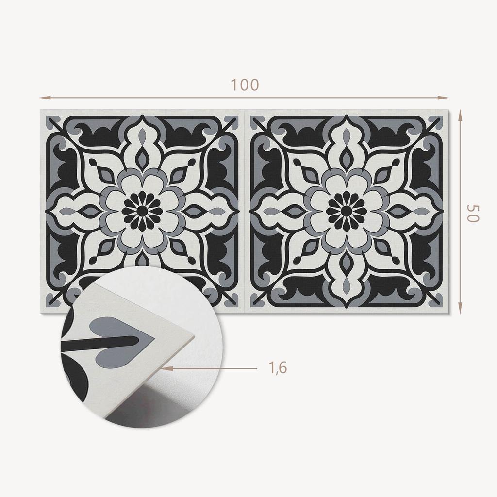 Winylowy Panel Samoprzylepny Do Kuchni 100X50 Cm Kwiatowy Wzór Z Ornamentami