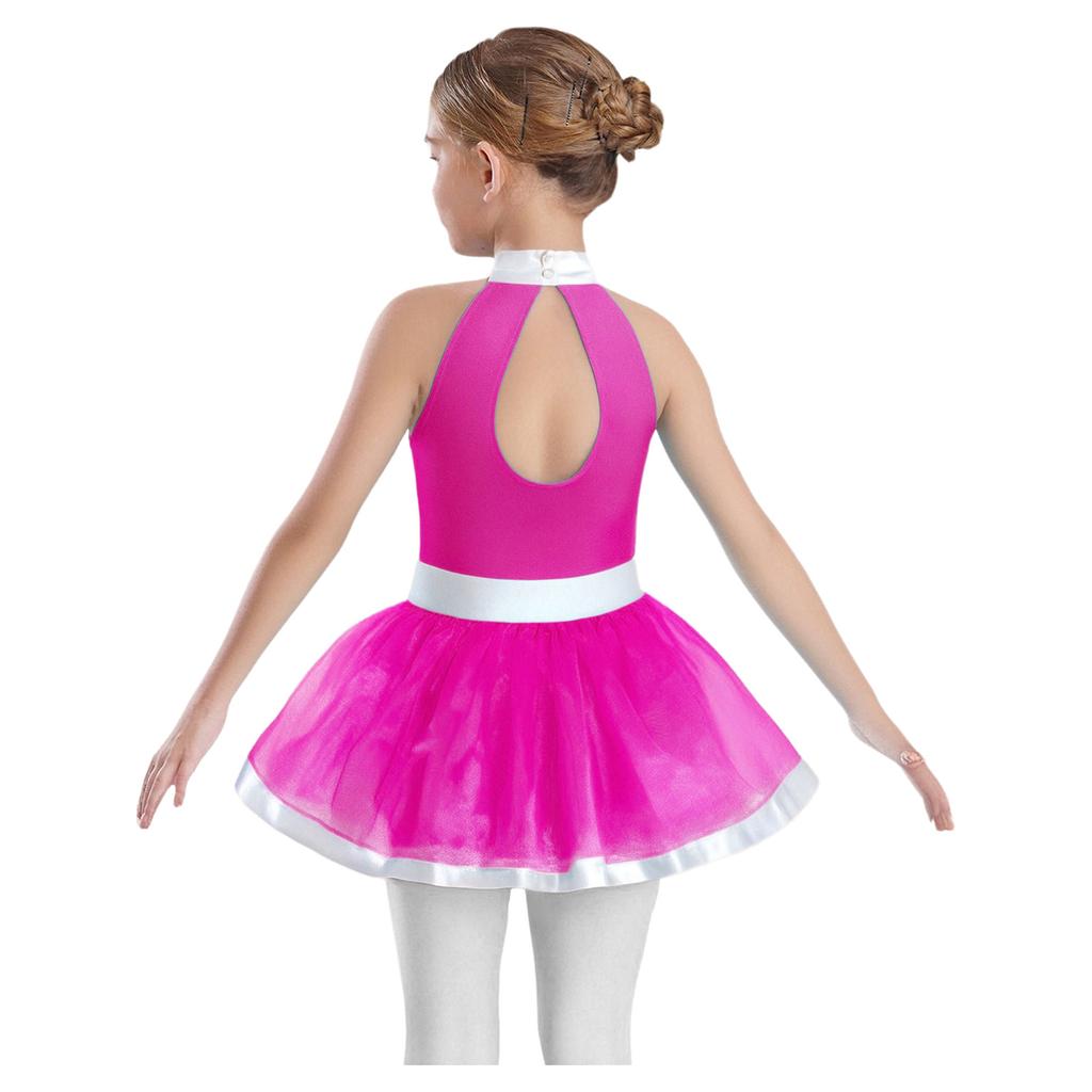 Rochie Tutu pentru Fete Corset cu Paiete Fustă Tulle Stratificat Fără Mâneci Spate Decupat Pantaloni Scurți Incorporați Costum Balet