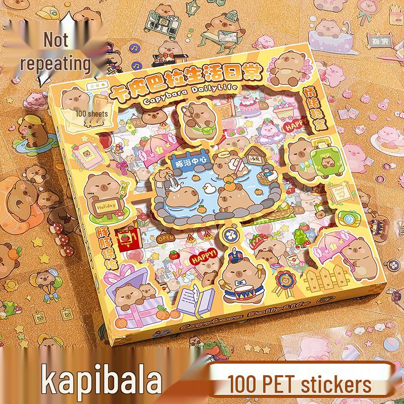 Kaba Bear Transparent Cartoon Stickers for Girl's Journal - 100 Sheets