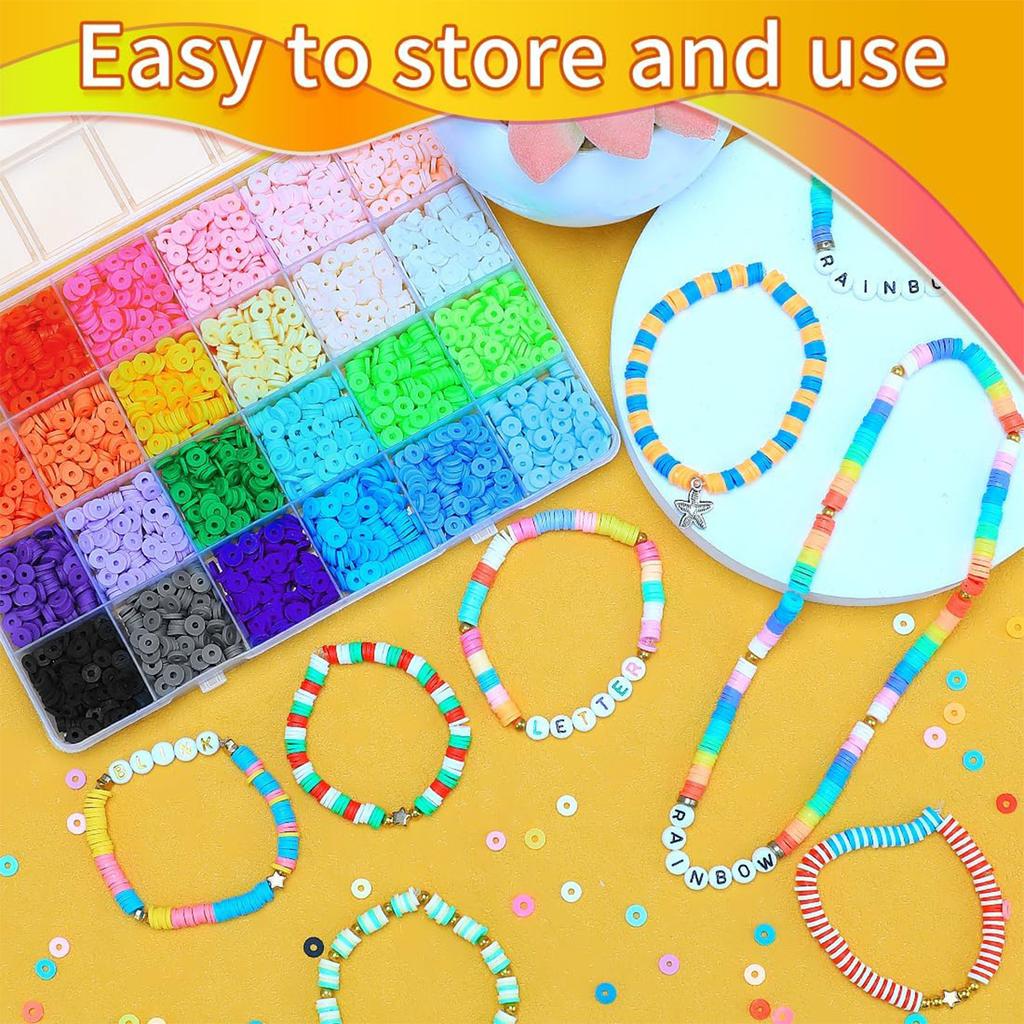24 Color 3000Pcs Clay Beads, Soft Pottery Beads, Beaded Friendship Bracelet Diy Jewelry Soft Pottery Set