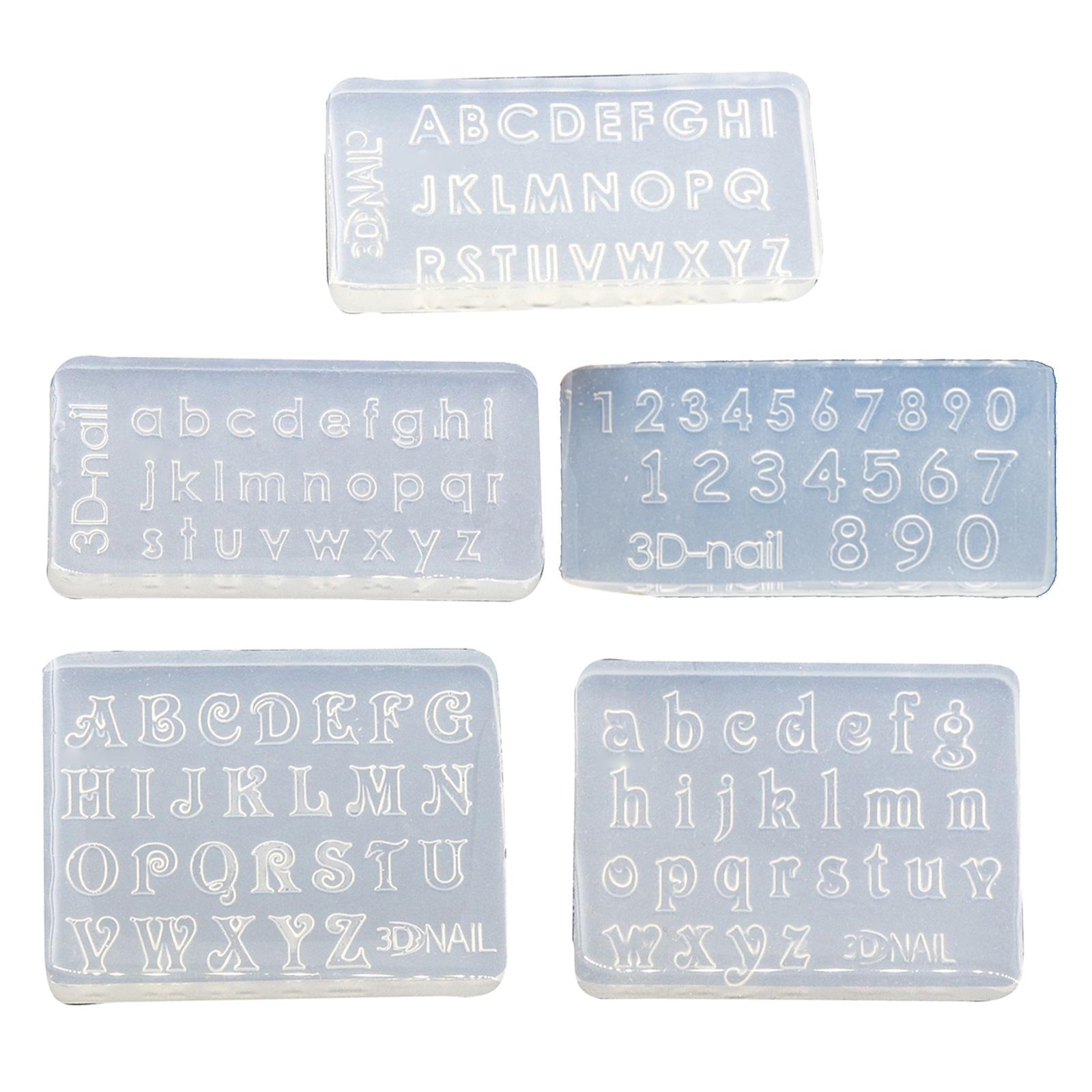 

5Pcs/set Nail Art Molds UV Epoxy Resin Glue Silicone Mould Letters and Numbers Decorative Carving Nail Art Jewelry 1