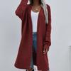 IHUASU Autumn and Winter Long Cardigan Solid Colour Women's Knitted Fashion Sweater