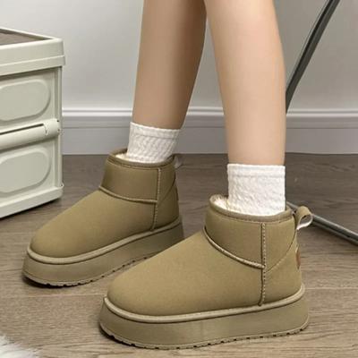 Women Warm Ankle Boots 2025 New Selling Soft Plush Casual Slip-on Women Snow Boots Outdoor Comfortable Thick-soled Walking Boots