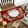 1pc Square Placemats, Chinese Style Red Simple And Elegant Light Luxury Table Pads, Golden Dragon Pattern Table Decoration Mat