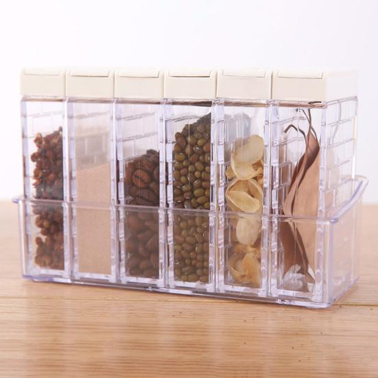 Tapa de apertura Tarro de especias Coctelera de condimentos transparente bidireccional con tapa y bandeja Contenedor de especias para cocina