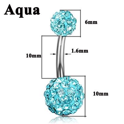 1PC 316l Surgical Steel Assorted Colors Navel Ring Double Epoxy Crystal Balls Belly Button Ring Navel Piercing Body Jewelry 14g
