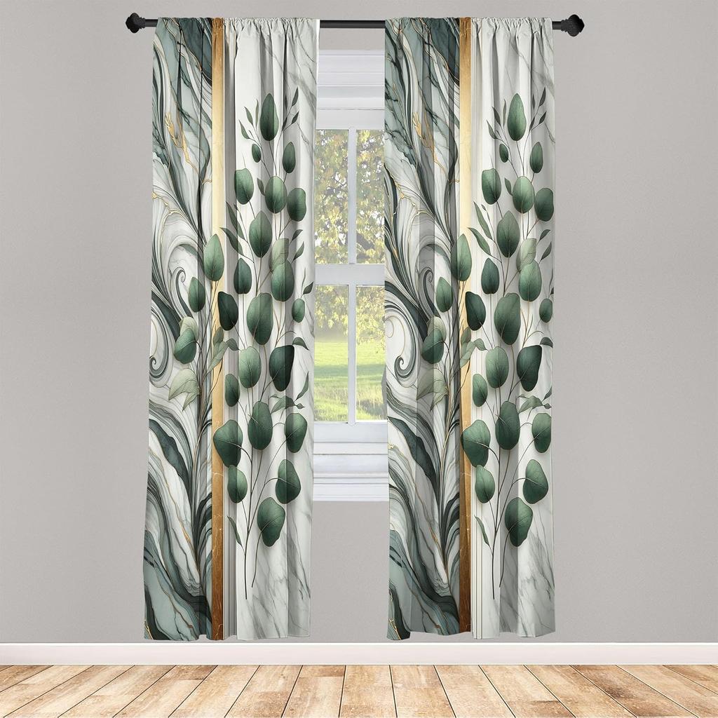 Ambesonne Cactus Window Curtains Wilderness Theme Blooming Desert Flowers Plain Backdrop Urban Jungle Lightweight Decor Made Of Polyester