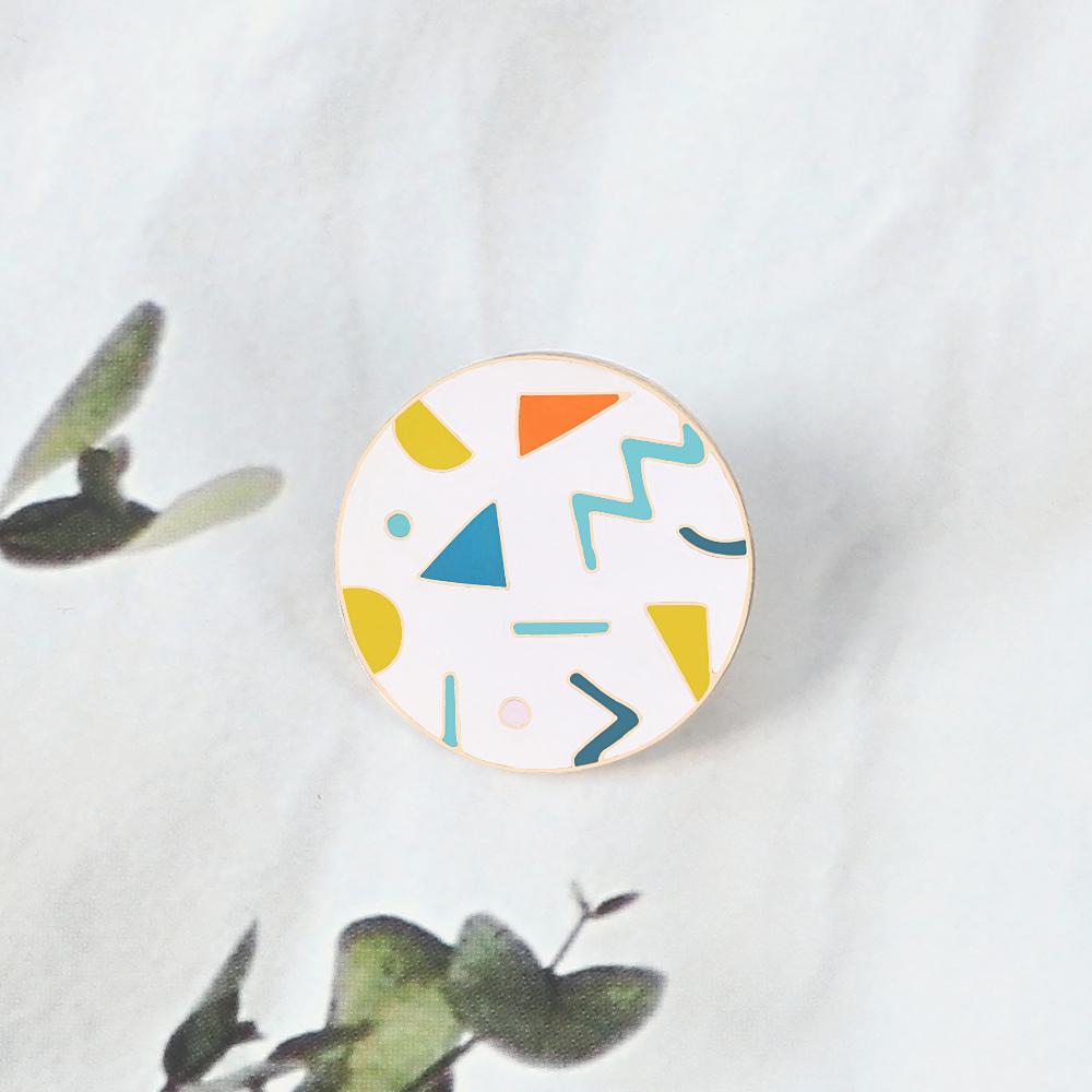 Colorful Geometry Brooch Square Triangle Round Enamel Pins Denim Jackets BackPack Lapel Pin Creative Badge Cartoon Jewelry Gift
