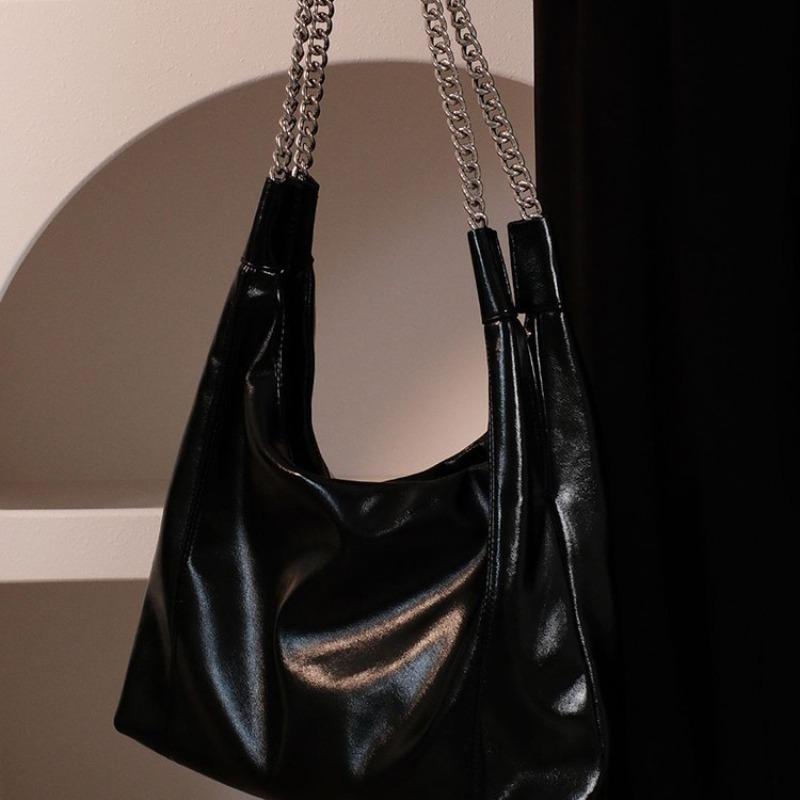 New High-end Lazy Wind Soft Leather Tote Bag Trendy Winter Shoulder Big Bag Underarm Bag Chain Stray Bag