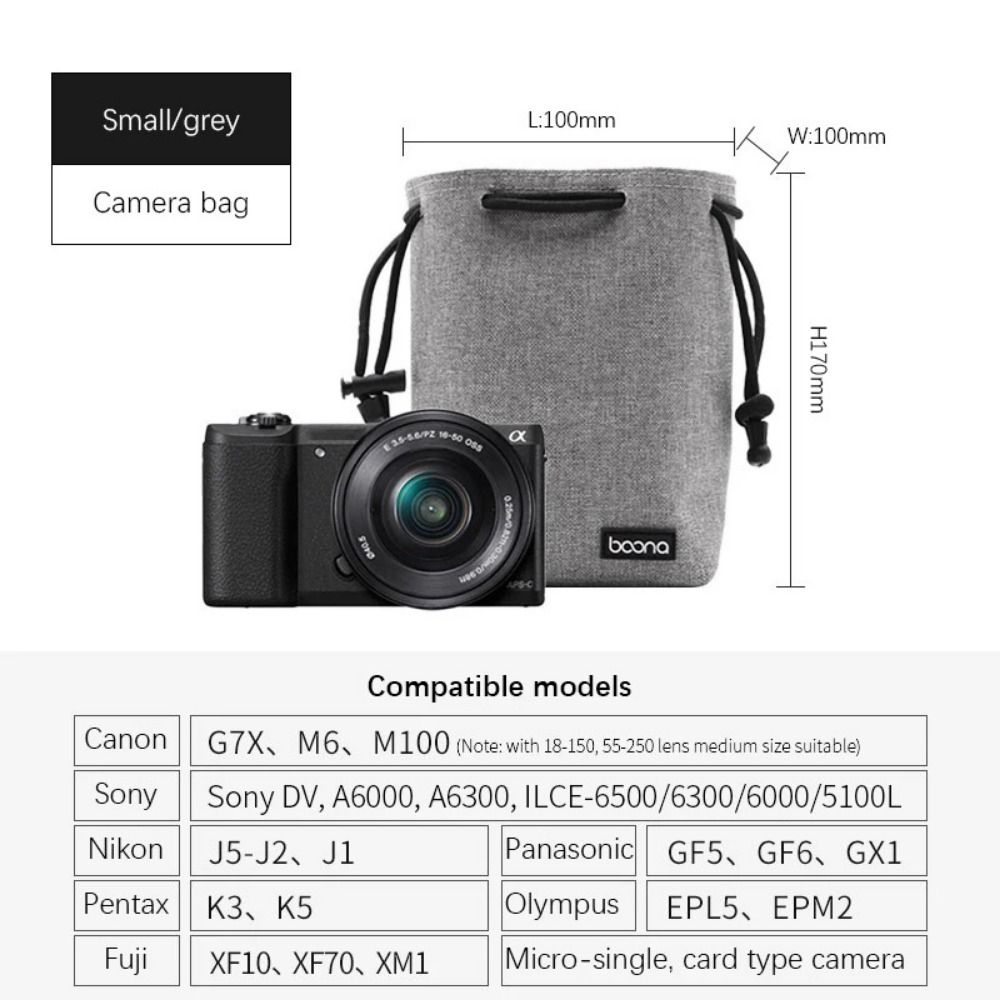 Adjustable Strap Camera Storage Bag Dustproof Velvet Lining DSLR Drawstring Bag Inner Bag Waterproof Lens Protective Case