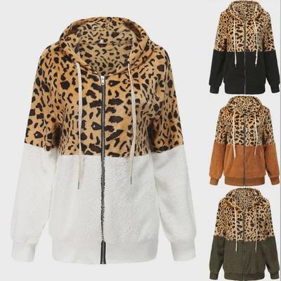 2021 Winter Leopard Print Hooded Sweater Coat for Women