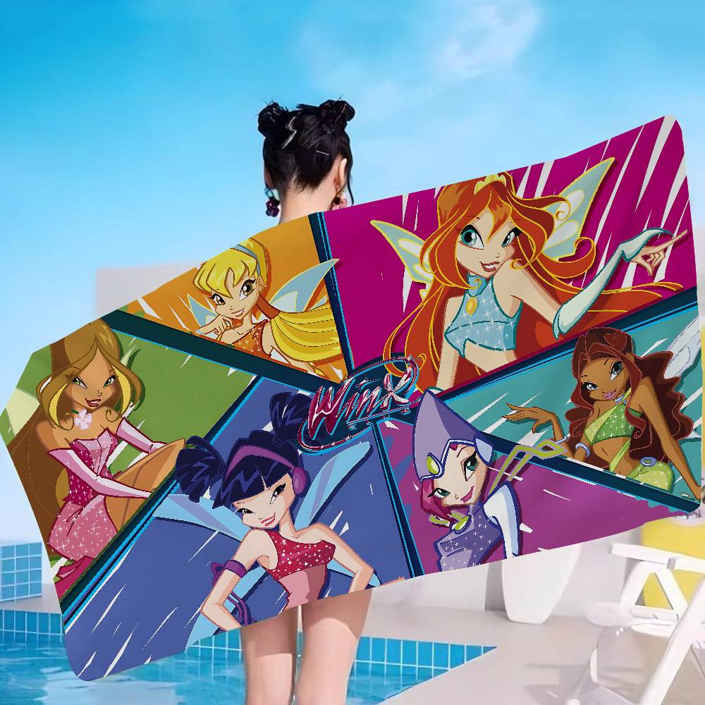Girl W-Winx Clubs Microfiber Blanket Quick Drying Beach Towels Oversized Printing Super Absorbent Pool Towel Blanket