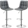 Set of 2 Swivel Bar Stools in Faux Leather with Backrest and Footrest, 42x45x89-110cm, Grey