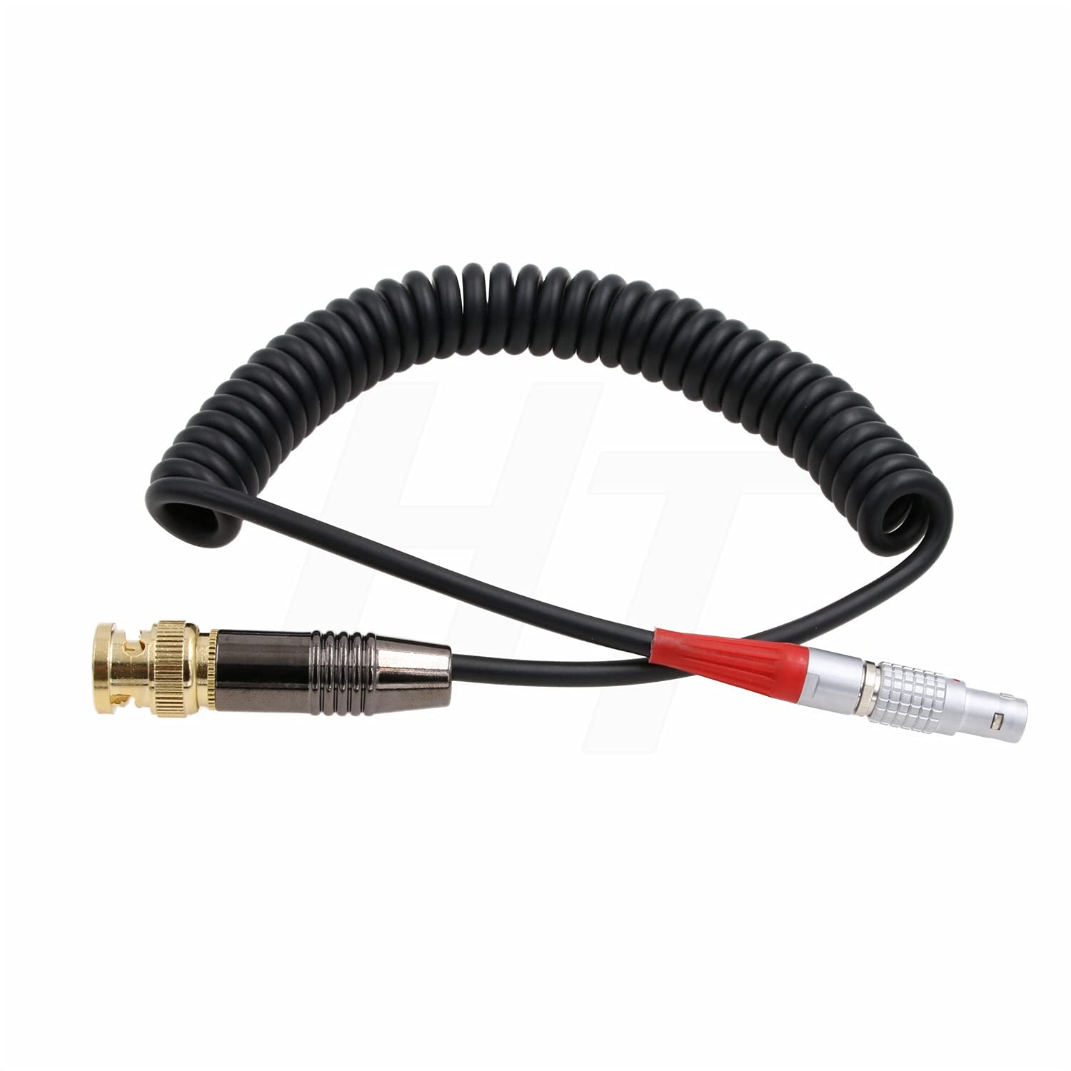 

HangTon Timecode Coiled Cable to BNC for Ambient Nano Lockit Sound Devices Audio Sony Canon C300 C500 URSA Mini Zoom F8 5-Pin Recorder, F55, Amira, чорний