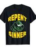 Herr-skjorta REPENT SINNER Kristet Grafiskt Tryck - Djärv Bönshänder Design