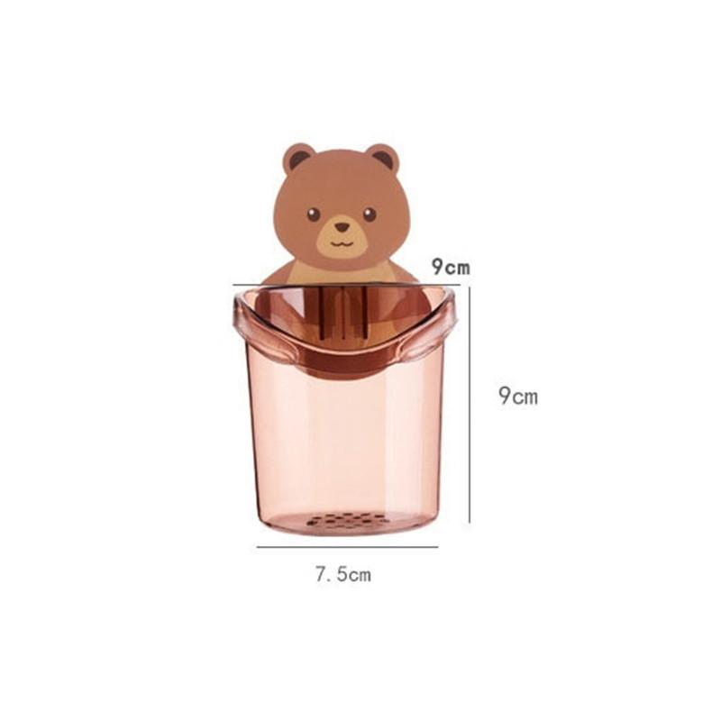 Household Bear Hug Toothbrush Cup Toothpaste Storage Rack Bathroom Non-Punching Wall-Mounted Drain Bear Storage Cup Organizer