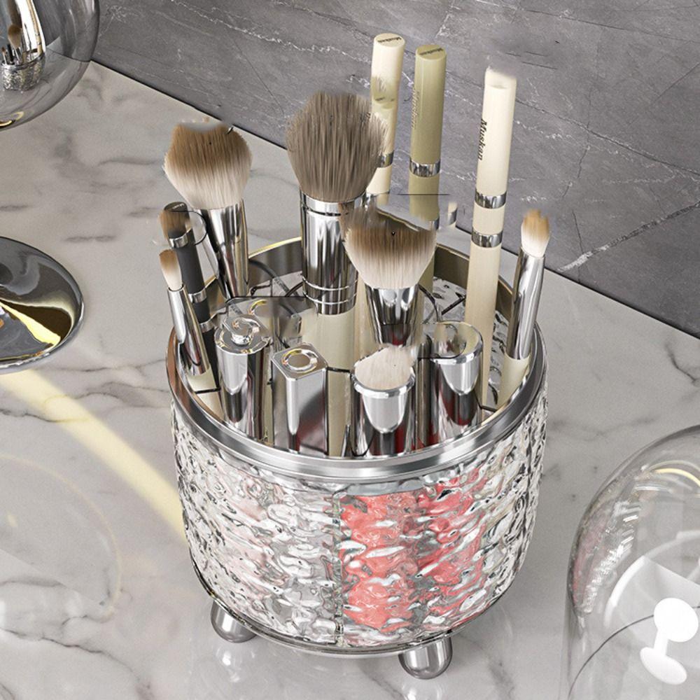 With Cover Makeup Brush Cylinder Rotatable Dressing Table Shelf Desktop Supplies Pen Holder  Gift