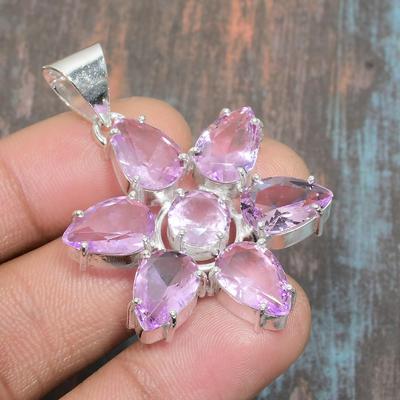 Pink Kunzite Gemstone Handmade Solid 925 Sterling Silver Jewelry Pendant