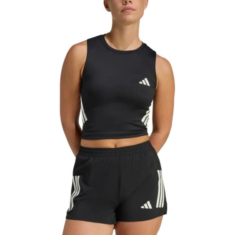 adidas Gestreifte Rundhals-Weste Kurz Ärmellos Damen Oberteile JZ5157