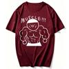 Cotton T Shirt Cartoon Buff Muscular Unisex Six Pack Abs Doodle Print MUSCLE Letter Slogan Graphic Gym Bodybuilding Workout Tees