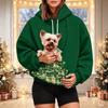 Damen Mode Weihnachtsdruck Hoodie mit Haustier-Tasche, Lässiger Pullover für Feiertagskleidung