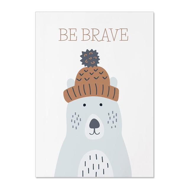 Sika Deer Wearing A Scarf Fox Owl Bear Canvas Nursery Painting Set  Forest  Wall Art Winter Animals Prints Kids Baby Room Decor No Frame