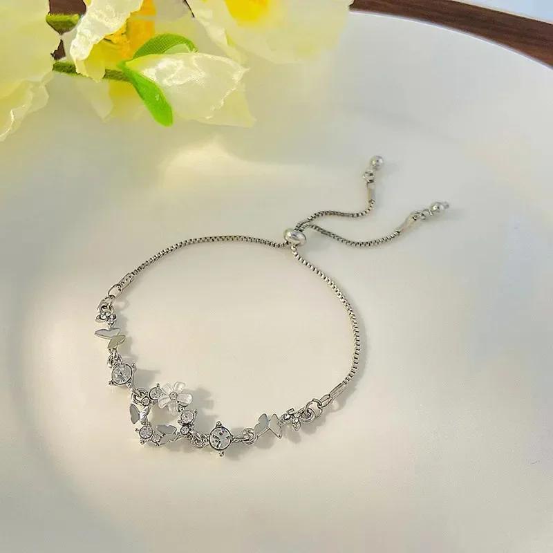 2025 New Stainless Steel Double Layers Simple Bracelet for Women Temperament Elegant Sweet Link Chain Bracelet Jewelry Gift