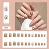24 Piezas de Uñas Francesas Cuadradas Cortas Postizas Rosadas Acrílicas con Lazo de Perla Puntas de Uña de Cobertura Completa Extraíbles