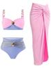 2025 Stylish Gold-Plated High Waist Bikini with Color-Matching Design for Women