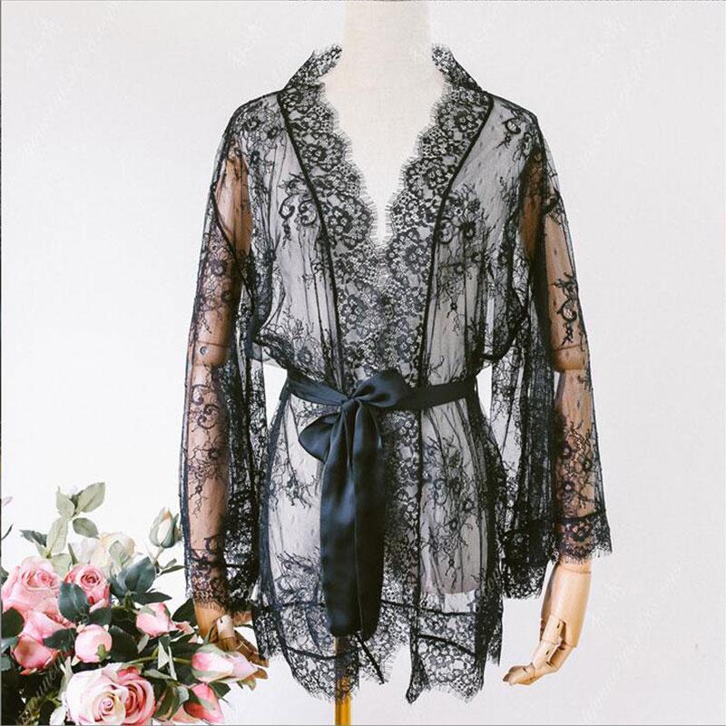 Lace Nightgowns Sleepwear Transparent Pajamas Negligee Open Crotch Sleepdress Women Robes Nightwear Sexy Underwear
