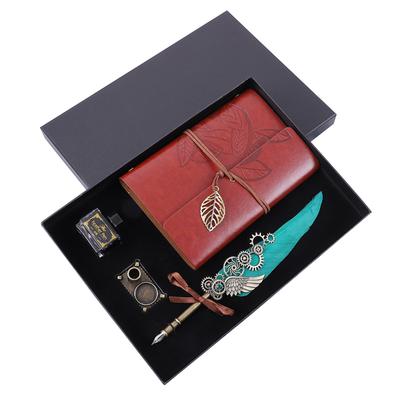Feather Pen and Ink Set Retro Vintage Quill Pen Calligraphy Writing Signature Dip Pen Fountain Pen