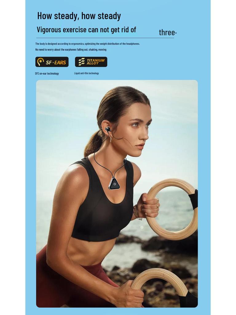 New 5.3 Pendant-Style Wireless Sports Earphones: Noise-Cancelling, Non-In-Ear, Long Standby, Low Latency Bluetooth